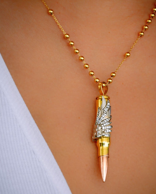 Freedom Bullet Necklace - 18K Gold with Diamond & Rose Gold | A Tribute to the Great Arab Revolt