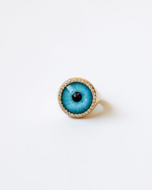 The Eye of Identity Ring - 18K Gold with Diamonds & Real Eye Print | Customizable Design
