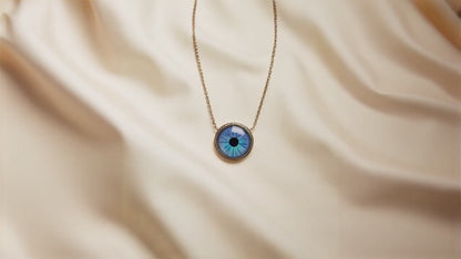 18k gold necklace with real eyes print 4,5g length 35cm
